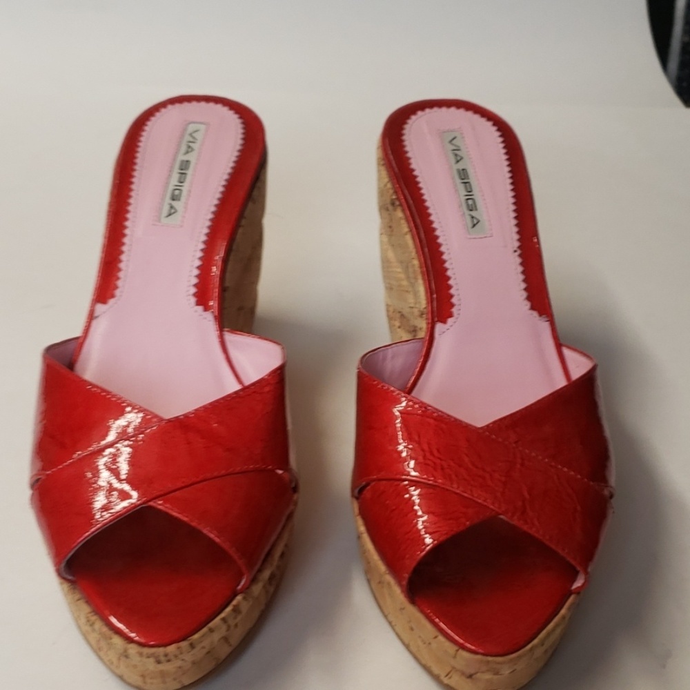 Via Spiga red platform kork wedge sz 10.  C24 - Picture 2 of 6